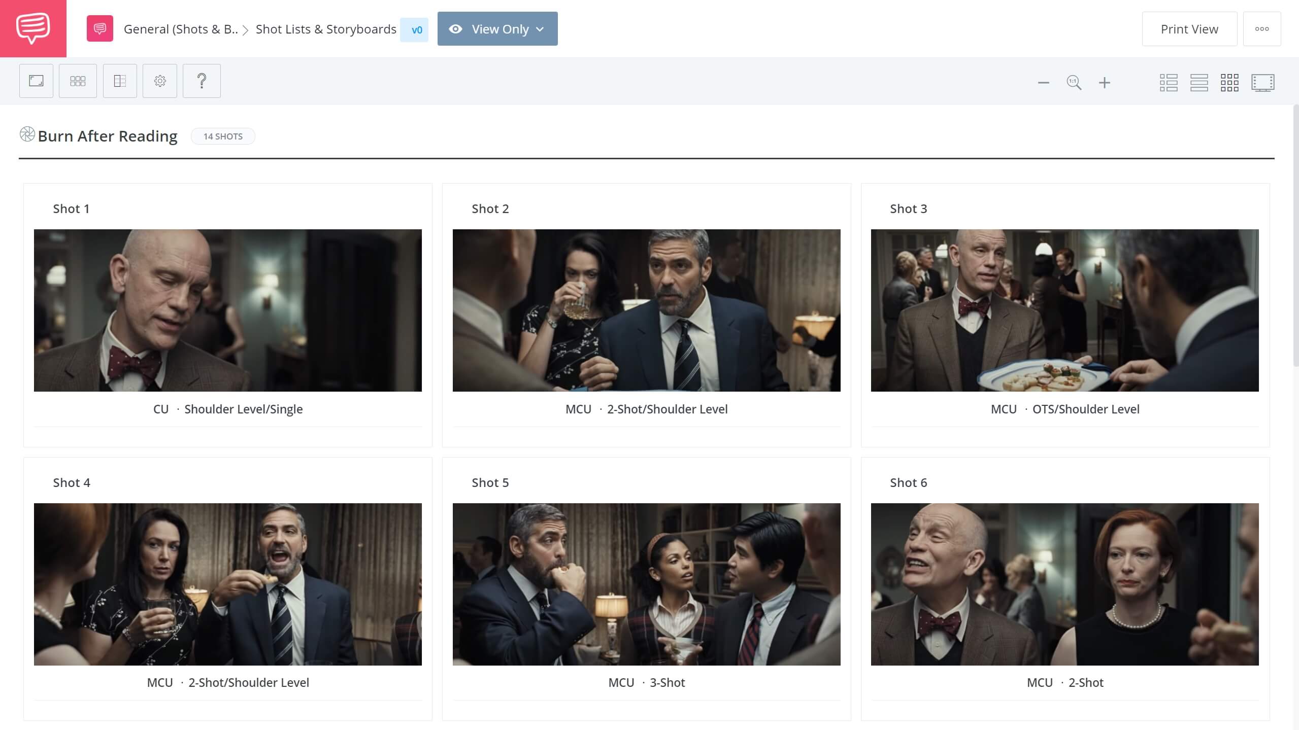 Eyeline Match Cut - Burn After Reading Shot List - StudioBinder Shot Listing Software