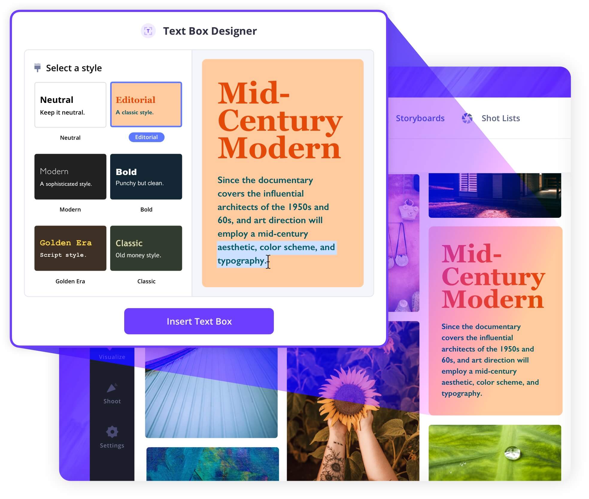 Mood Board Creator with Text Boxes Create Look Books and Pitch Decks