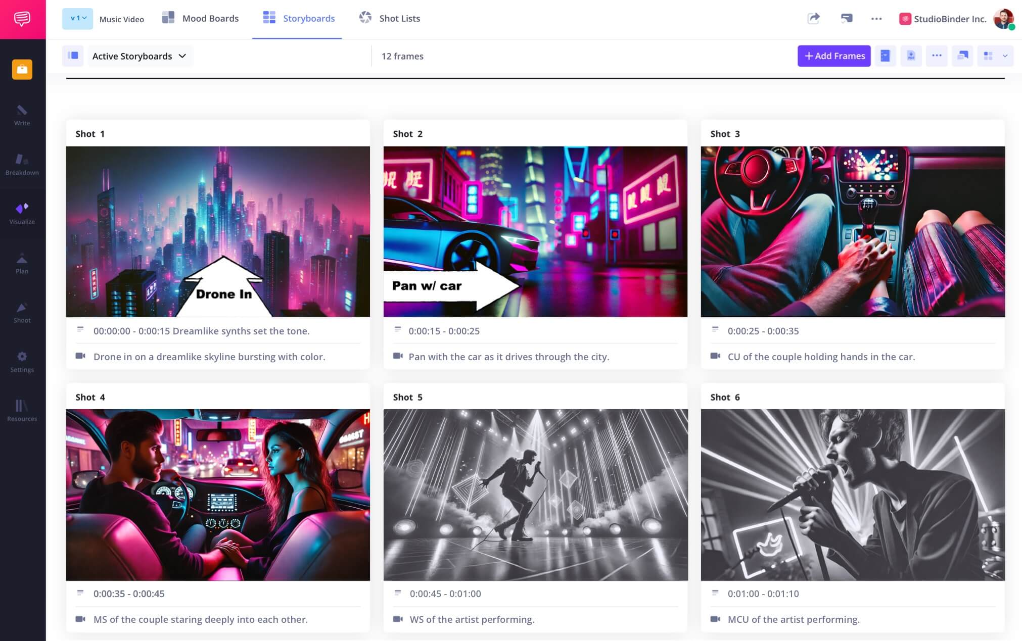 Music Video Storyboard Example