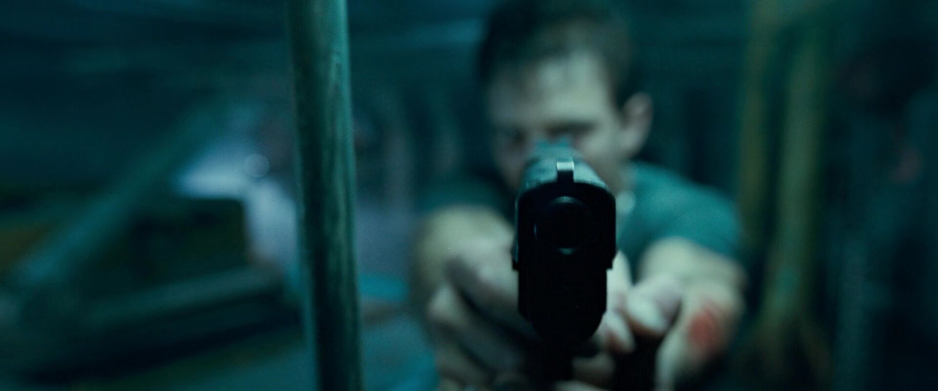 Shallow Focus Shot Example Shallow Focus Shot of gun pointing at a screen from The Abyss