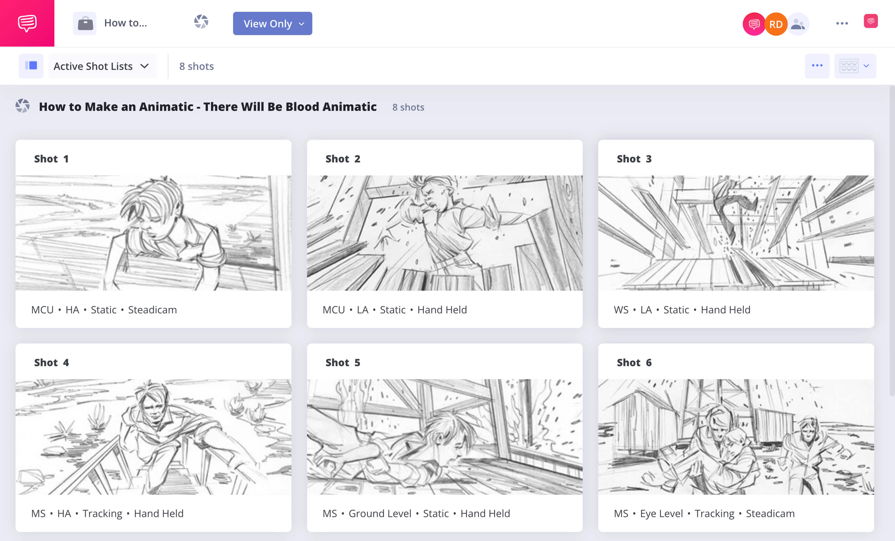 Storyboard Examples There Will Be Blood Animatic StudioBinder Shot Listing Software