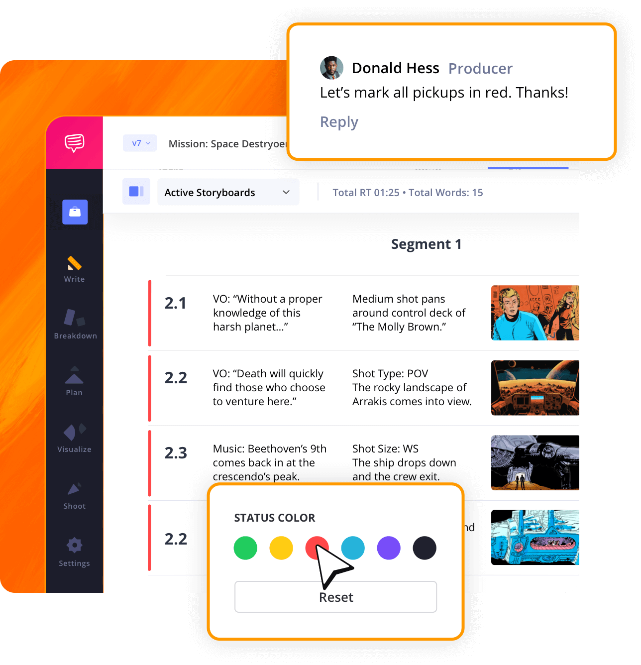 av script writing software av script status colors