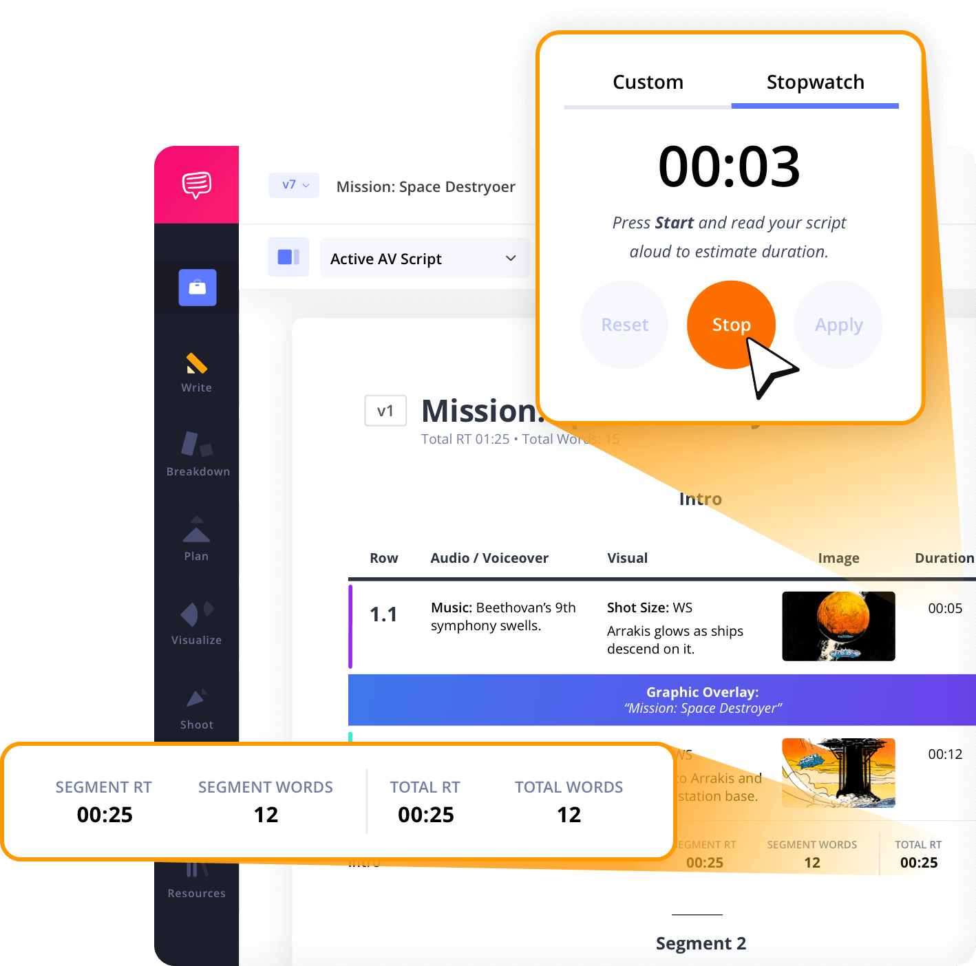 av script writing software av script word count