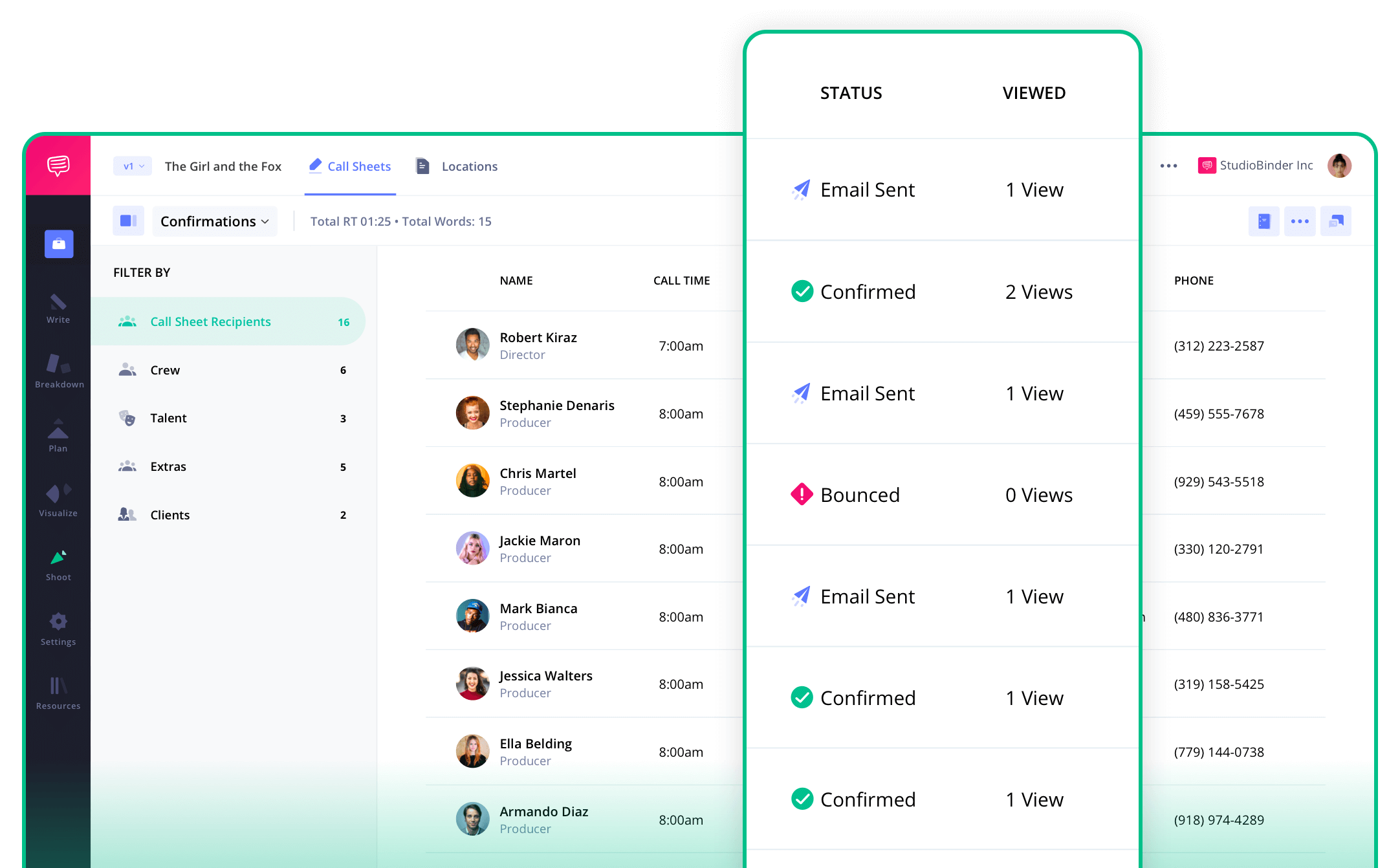 Call Sheet Distro Sheet Track call sheet recipients when they view and confirm call sheets online with a distribution sheet