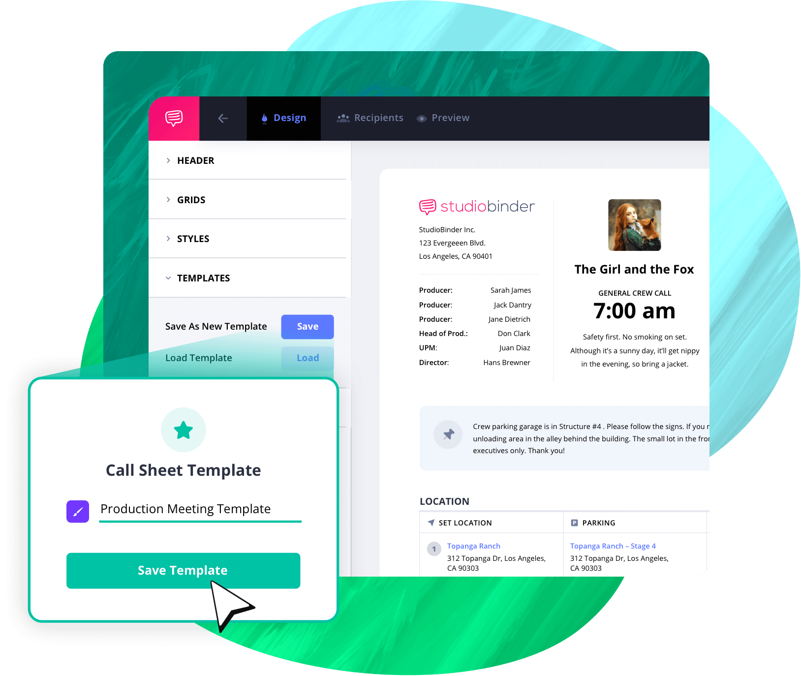 Call Sheet Software Free film tv and video call sheet template feature to save time building from scratch