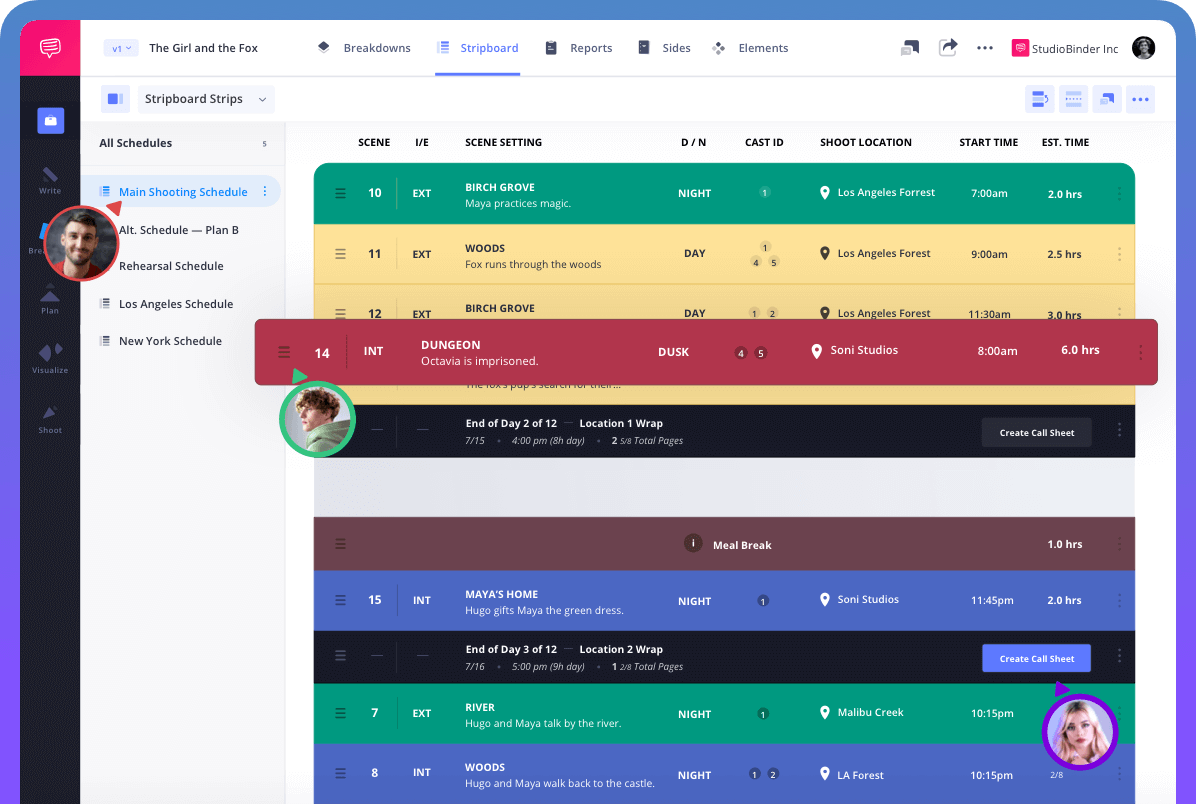 CTA StudioBinder Stripboard Film Scheduling Software