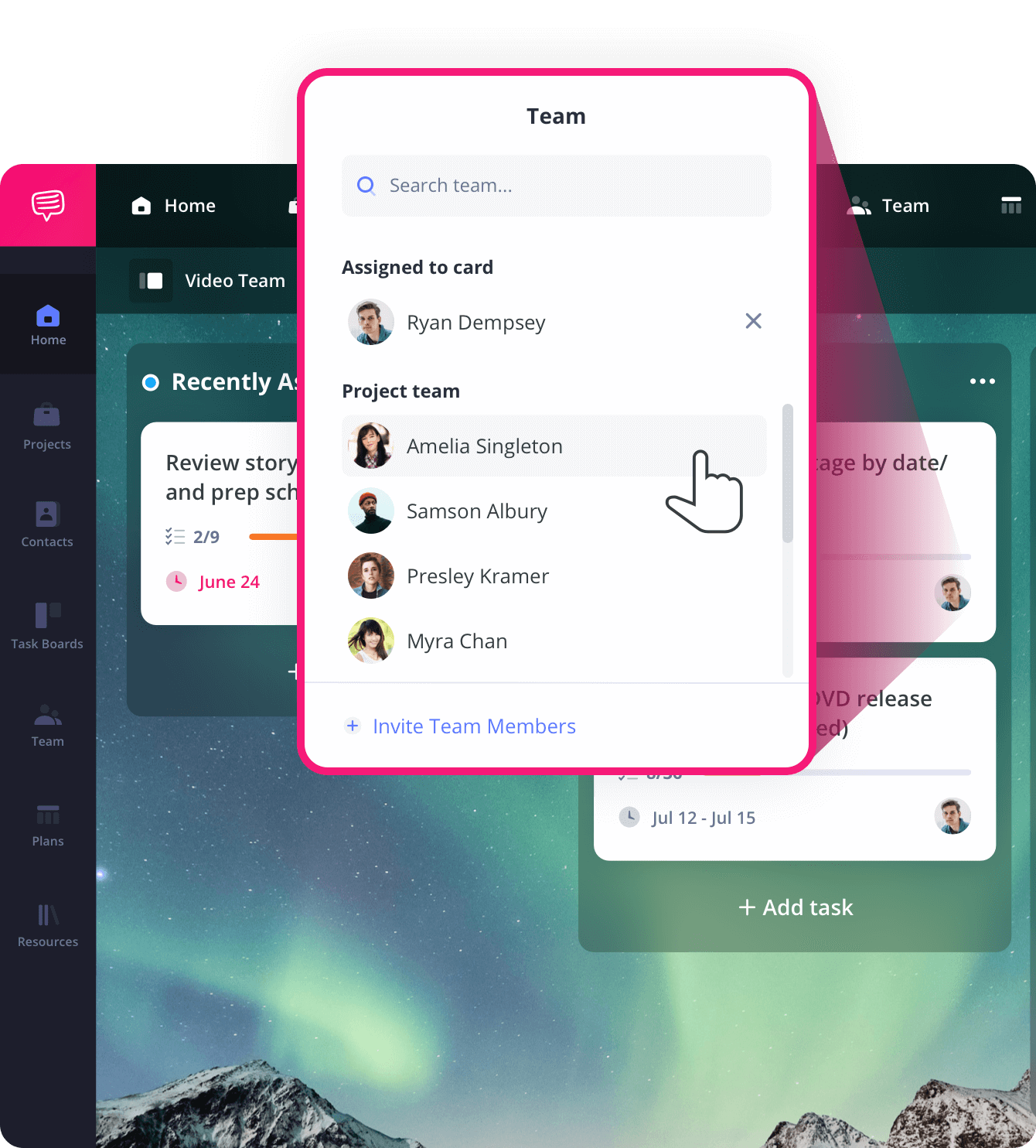 film production project management software assigning team members