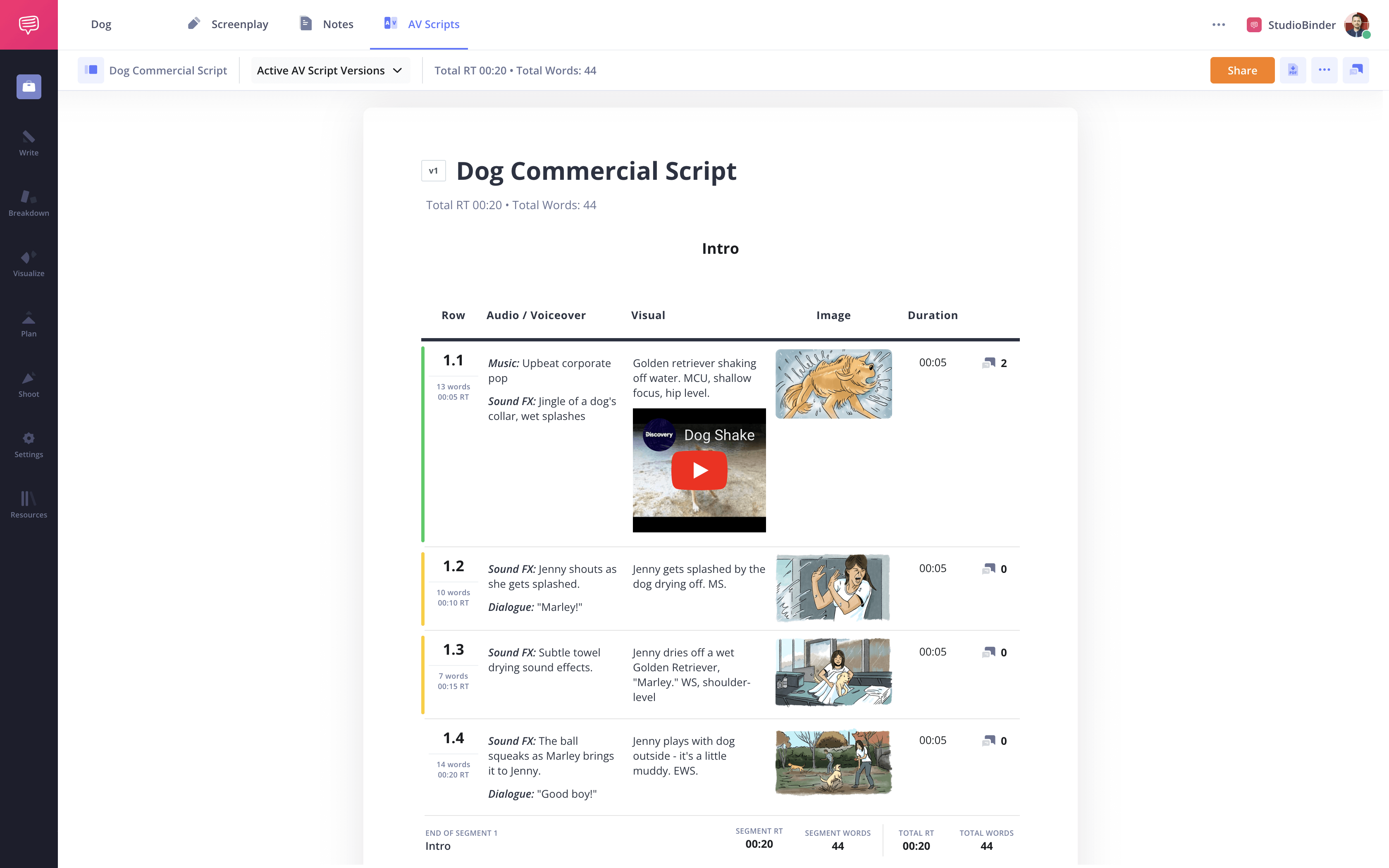 How to Write an AV Script AV Script Example StudioBinder AV Script Writing Software