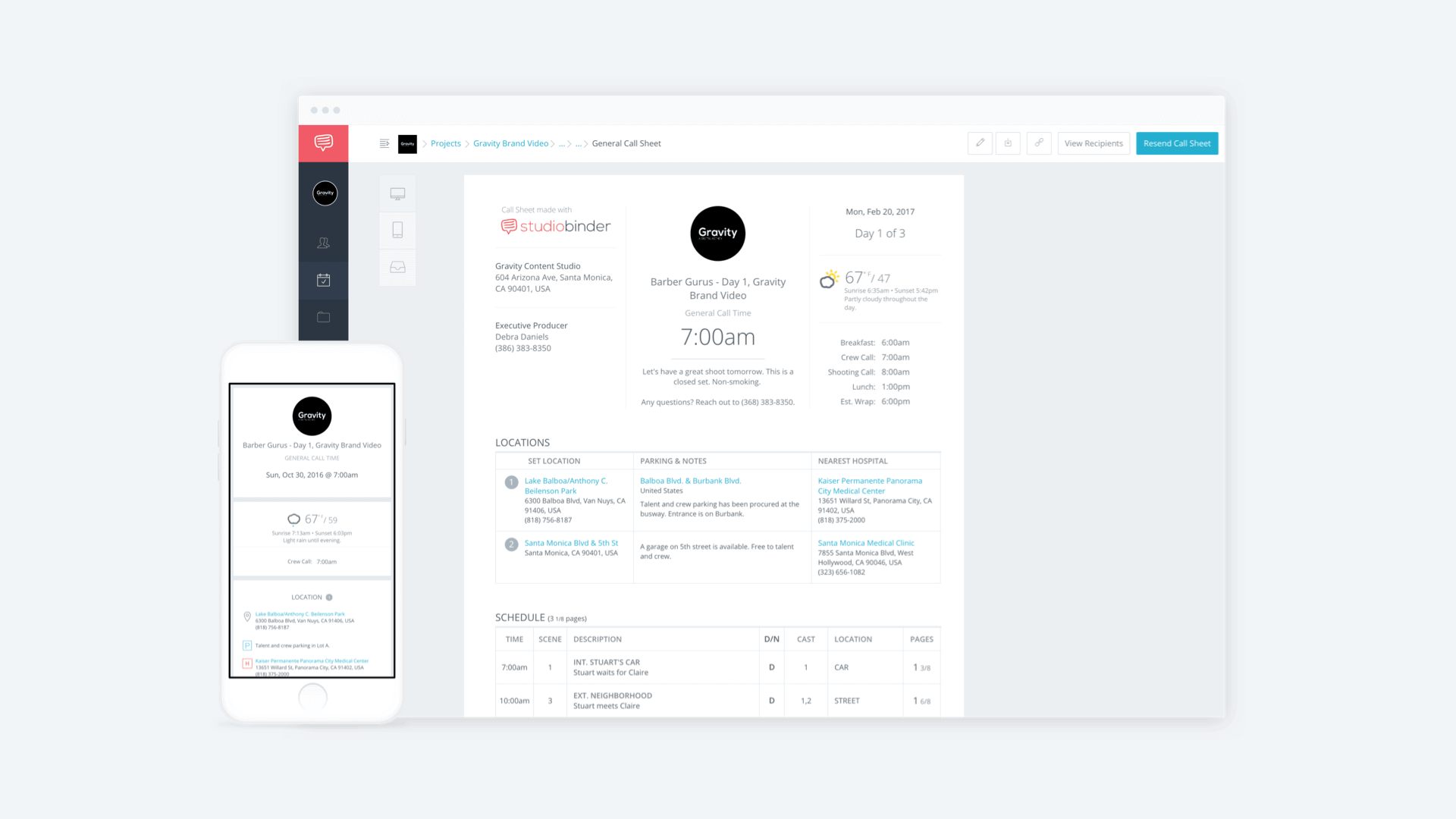New Release Call Sheet Improvements film crew list customization and privacy controls StudioBinder Hero @ x