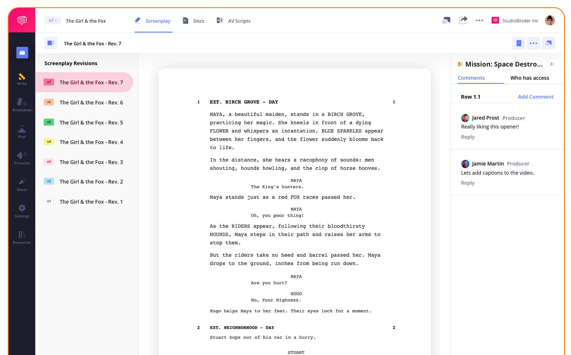 screenwriting software screenplay example