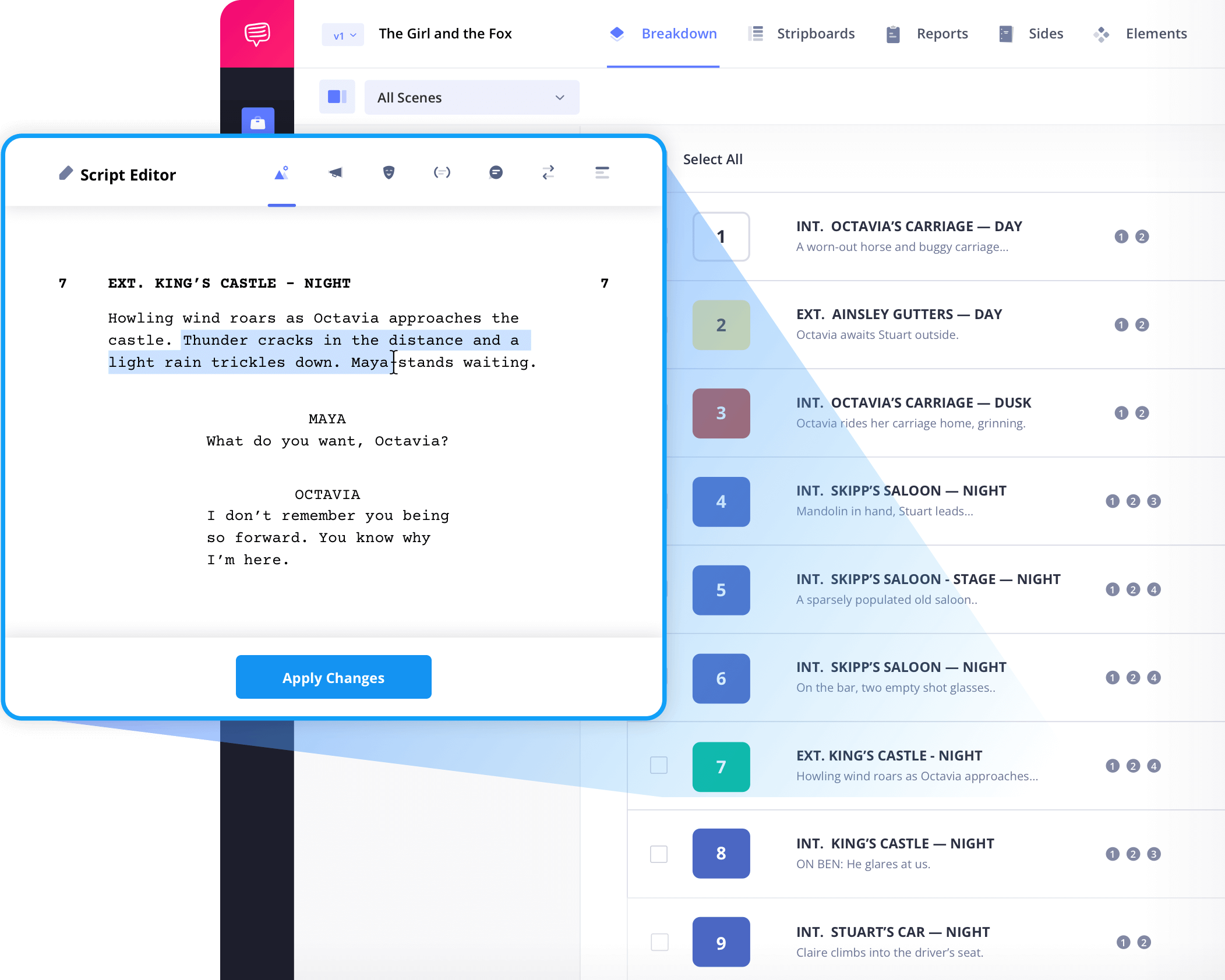 StudioBinder Script Breakdown Software Script Editor and Script Sync App
