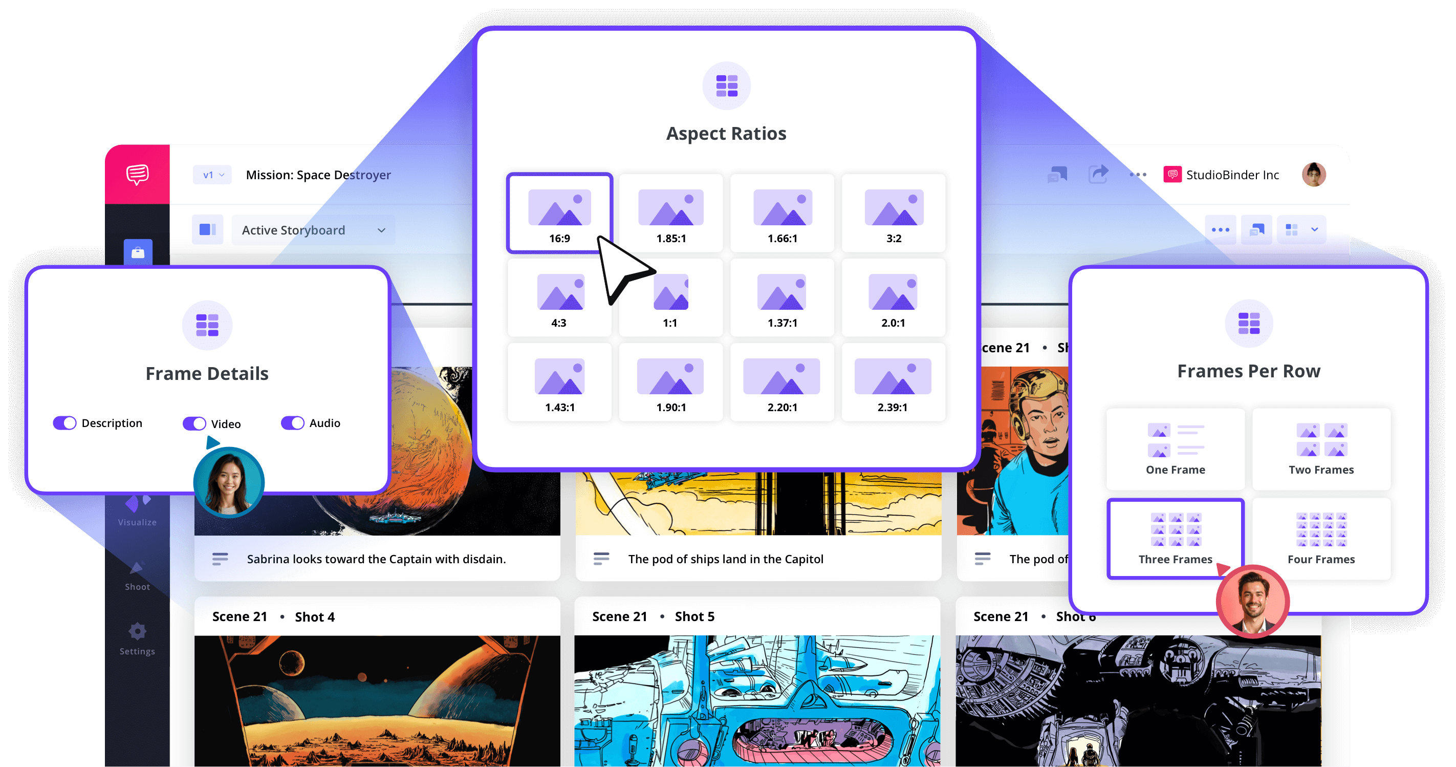 StudioBinder Storyboard Creator How to Change Aspect Ratio Storyboard Frames and Details