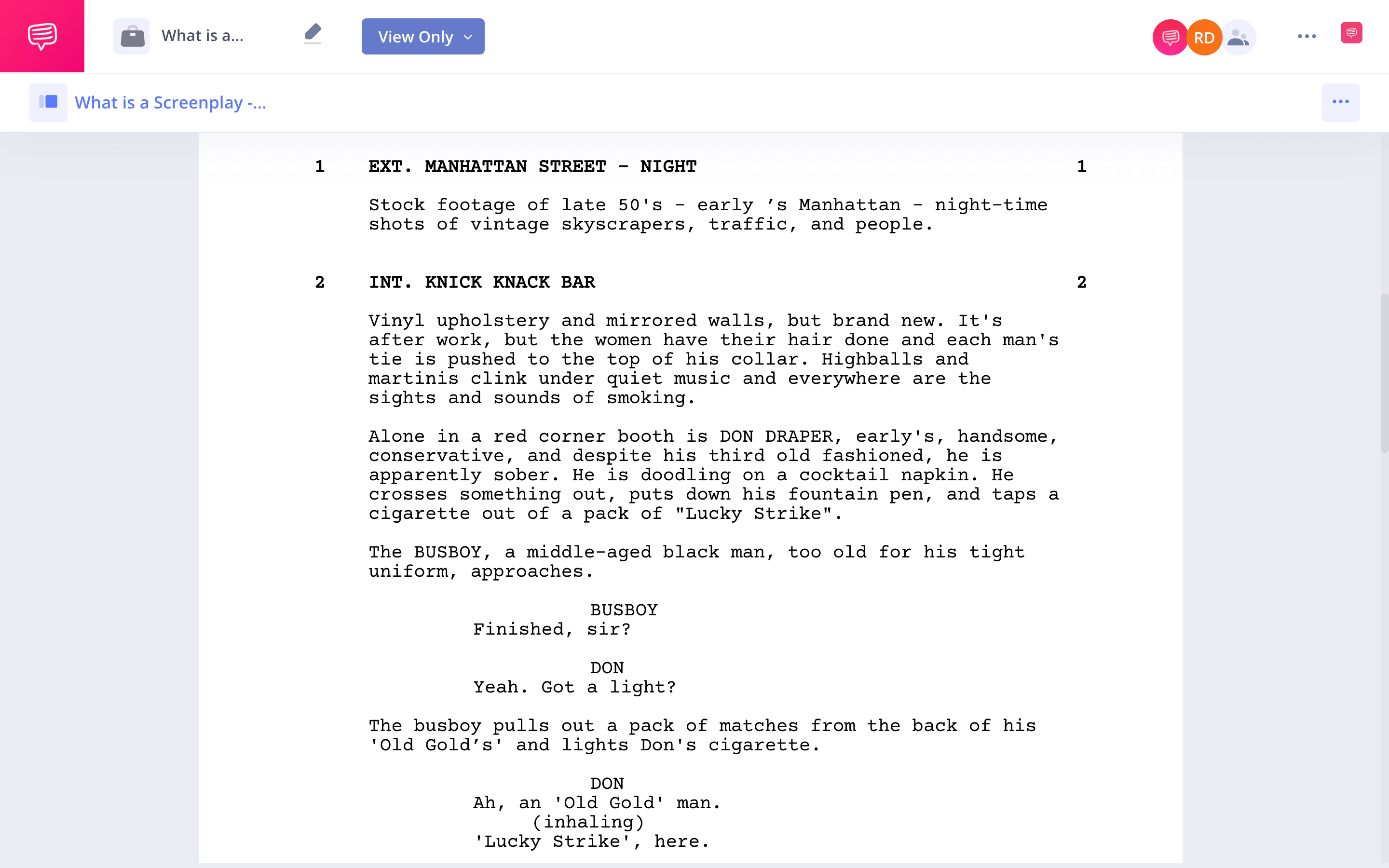 What is a Screenplay Mad Men Example StudioBinder Screenwriting Software
